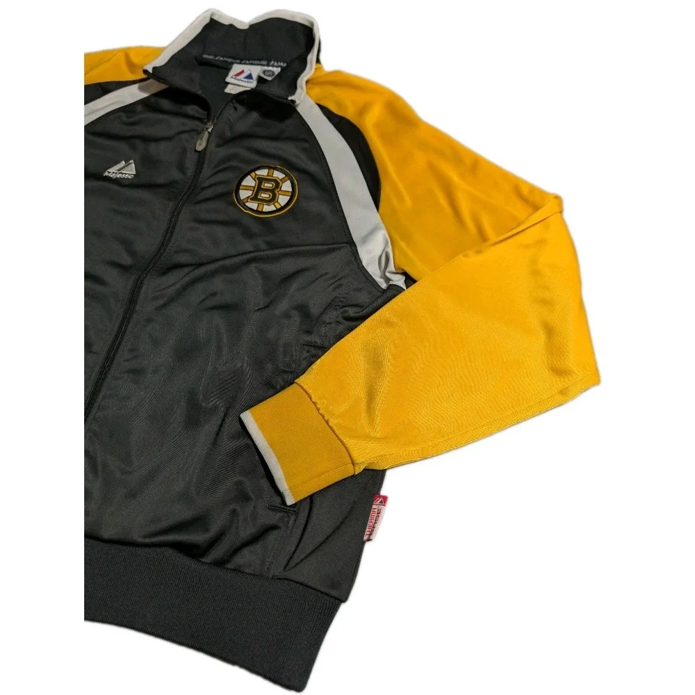 Boston Bruins Majestic Therma Base Jacket Mens L Black Gold NHL Full Zip Track